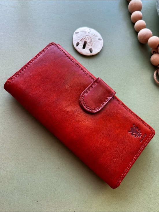 Vera Pelle Handbags - Vera Pelle Firenze Genuine Leather Wallet Red Italian Organizer Made in Italy